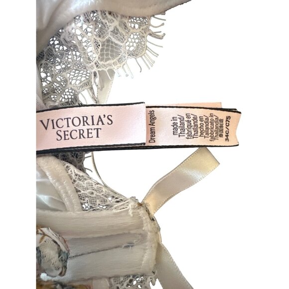 Victorias Secret Dream Angels Sheer Floral Corset Coquette Fairy 34C White Pink - Picture 4 of 6